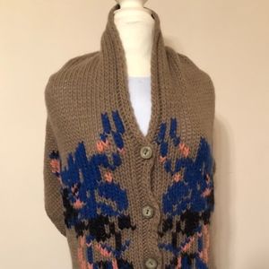Anthropologie Lucia Delphinium Shawl Sweater S/M